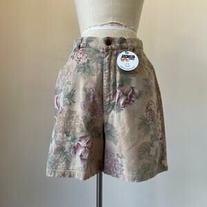 90’s Highwaisted Floral Natural Linen Cotton Shorts